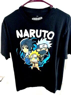 Naruto Men's Black Graphic Print Shirt Size Large